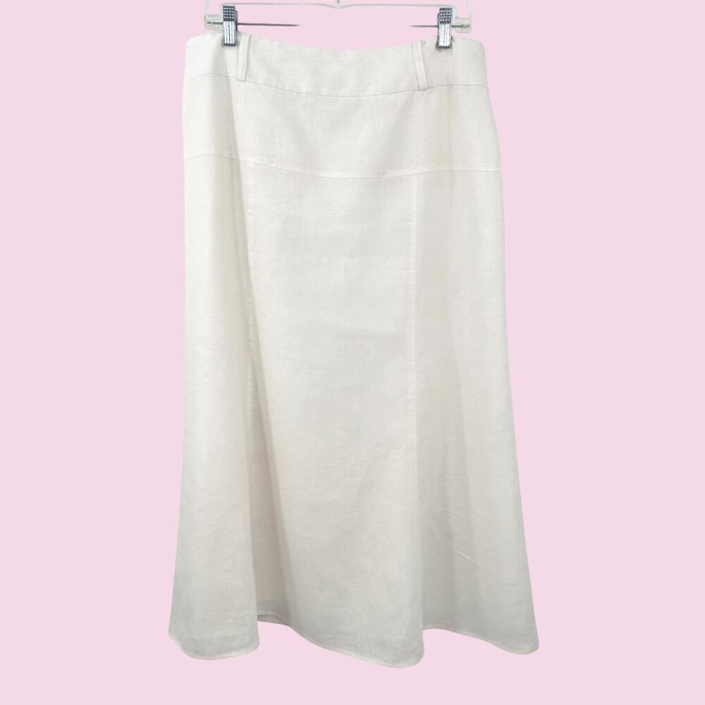 RICHARD MALCOLM LONG WHITE LINEN MAXI SKIRT - 12